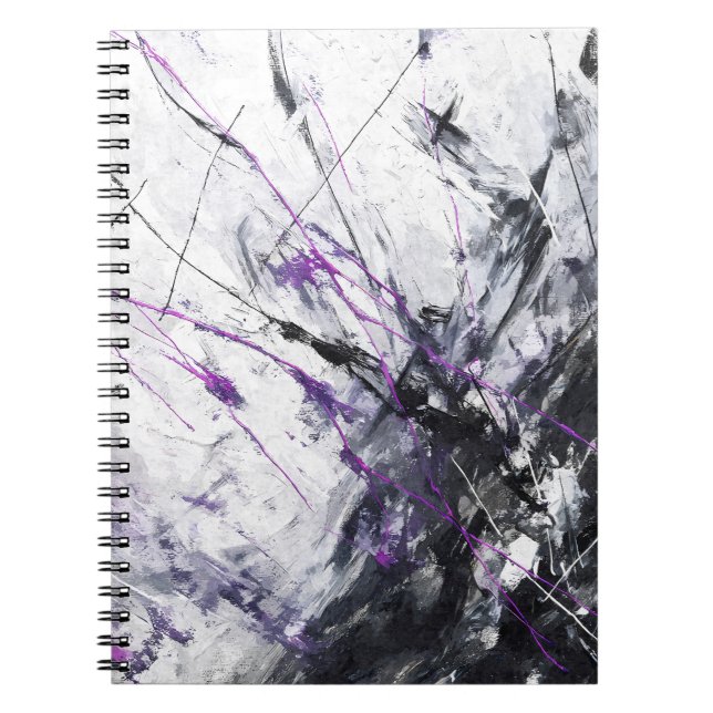 Caderno Espiral Notebook Abstrato de tempestade negra roxa (Frente)