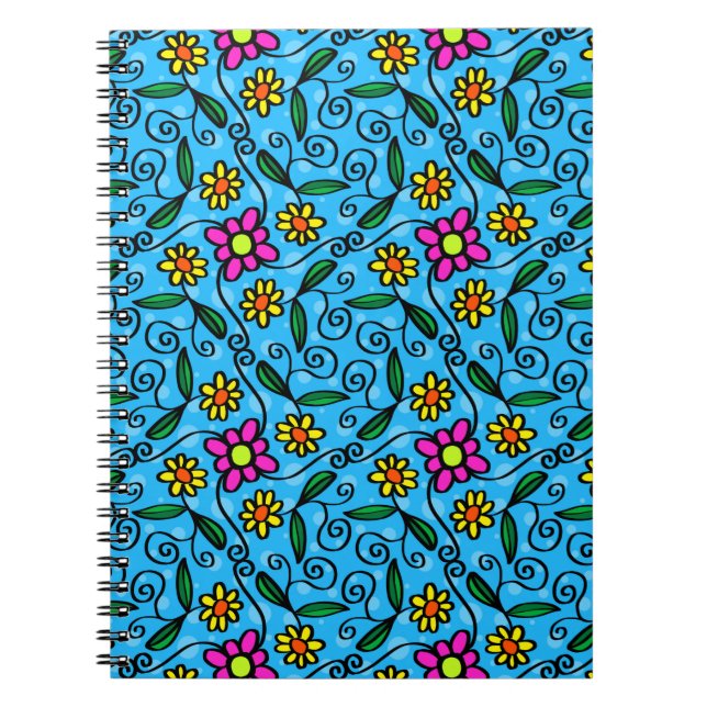Caderno Espiral Notebook Abstrato Floral (Frente)