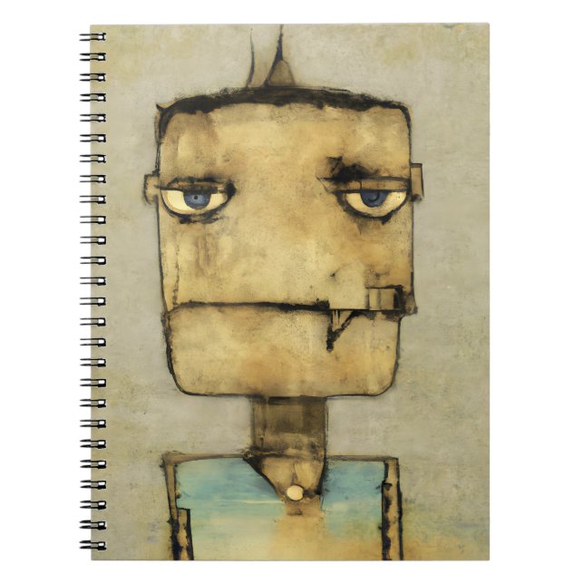 Caderno Espiral Notebook Abstrato Grunge Robot Face (Frente)