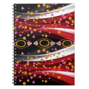 Caderno Espiral Notebook abstrato Red Black