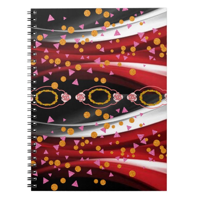 Caderno Espiral Notebook abstrato Red Black (Frente)