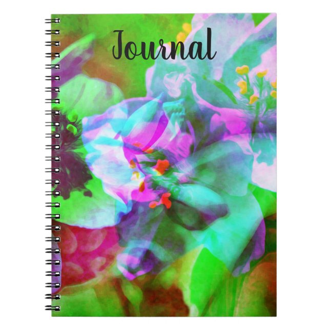 Caderno Espiral Notebook abstrato Turquoise Flowers (Frente)