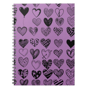 Caderno Espiral Notebook Adorable Black Heart Scribble Drake