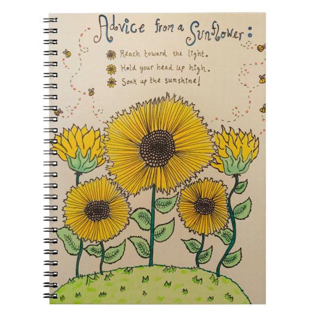 Caderno Espiral Notebook "Advice from a Sunflower" (Frente)