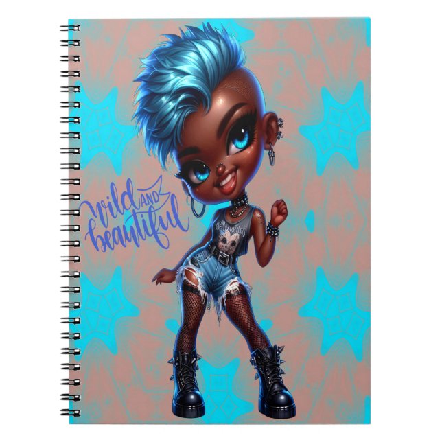 Caderno Espiral Notebook Afro Punk Blue Star Bonito (Frente)