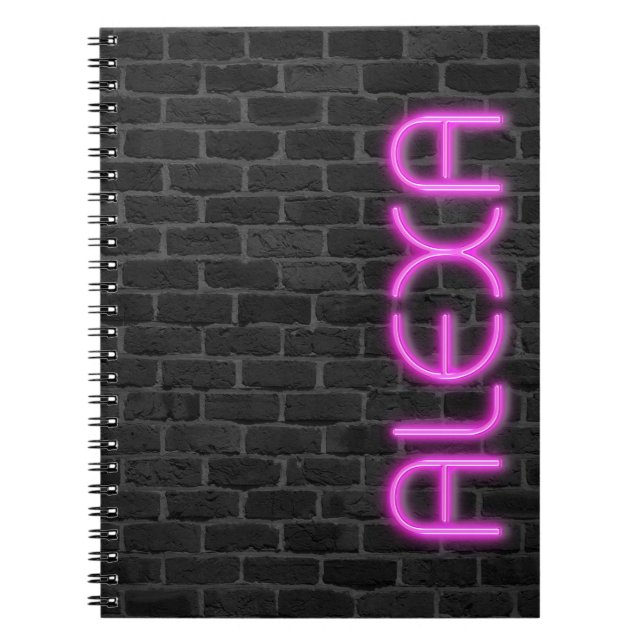 Caderno Espiral Notebook ALEXA in PINK Neon Lights (Frente)