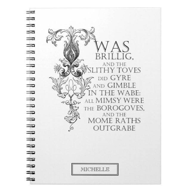 Caderno Espiral Notebook Alice In Wonderland Jabberwocky Poem (Frente)