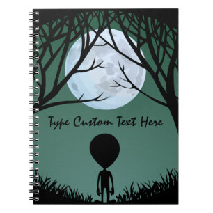 Caderno Espiral Notebook Alienígena Personalizado Cute ET Noteboo