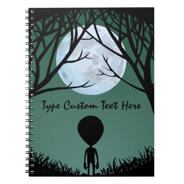 Caderno Espiral Notebook Alienígena Personalizado Cute ET Notebook (Frente)