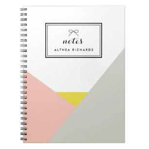 Caderno Espiral Notebook Althea rosa e Cinza personalizado