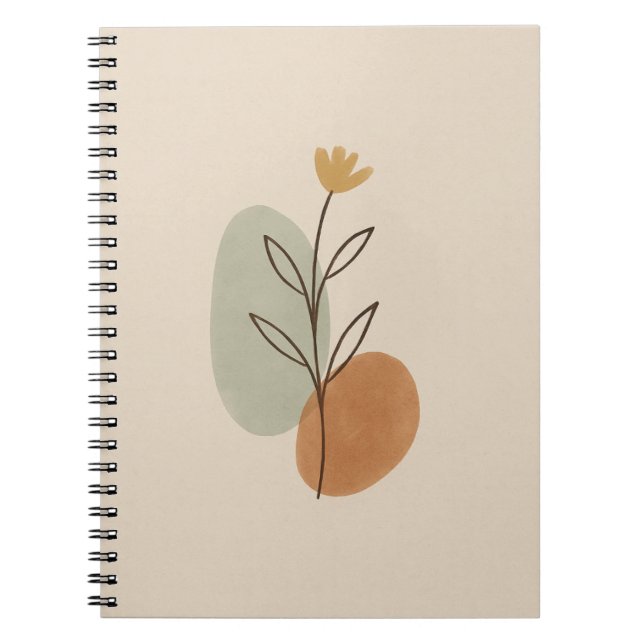 Caderno Espiral Notebook Amarelo - Boho Minimalista (Frente)