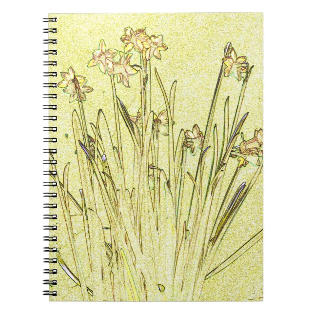 Caderno Espiral Notebook Amarelo Daffodils Flowers (Frente)