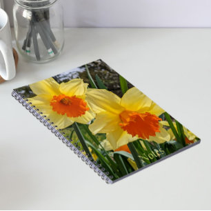 Caderno Espiral Notebook amarelo e laranja Daffodils Floral