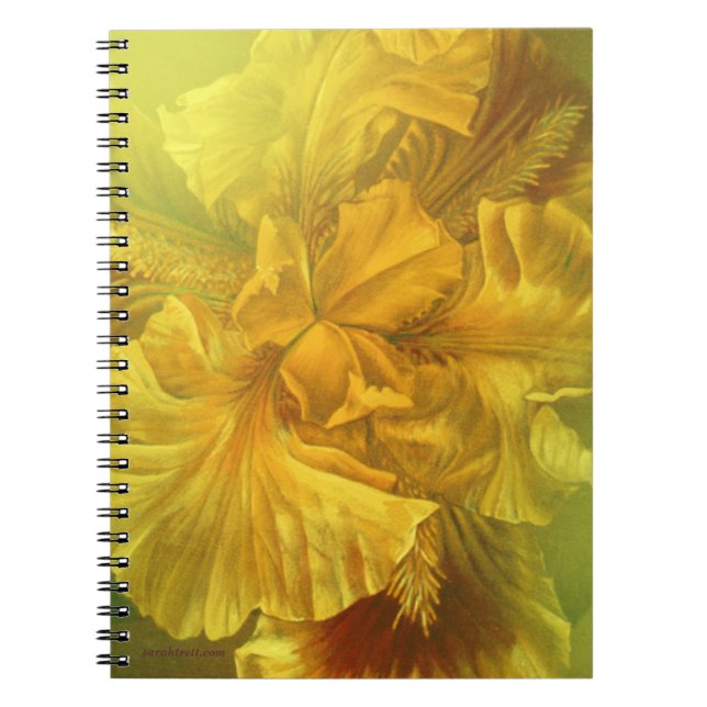 Caderno Espiral Notebook amarelo-floral de arte fina Iris (Frente)
