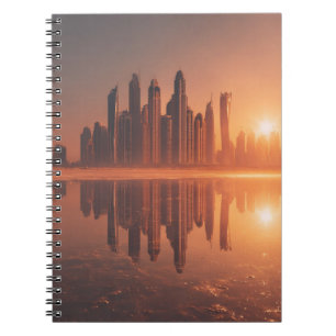 Caderno Espiral Notebook Amber Sunrise Futurístico Skyline
