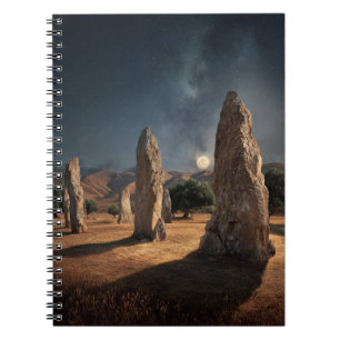 Caderno Espiral Notebook Ancional Monoliths Moonlit Starry Field