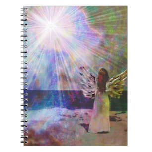 Caderno Espiral Notebook Angel Gazing to Heaven Heart Diário