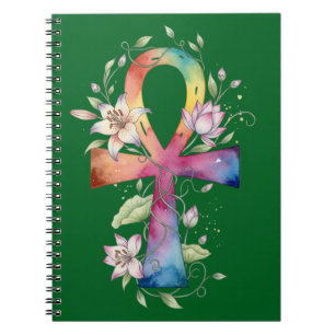 Caderno Espiral Notebook Ankh Floral Sagrado