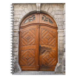 Caderno Espiral Notebook antigo de porta de madeira