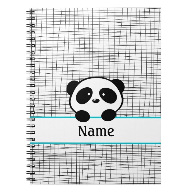 Caderno Espiral Notebook Aqua Black Personalizado Panda (Frente)