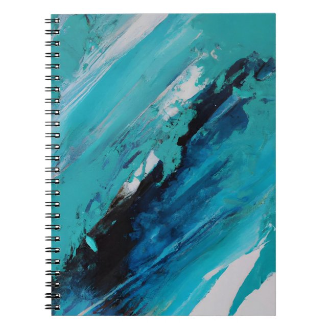 Caderno Espiral Notebook Aqua Blue Abstrato Ocean Energy (Frente)