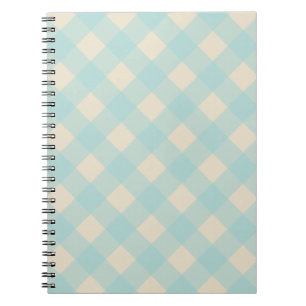 Caderno Espiral Notebook Aqua e Cream Gingham