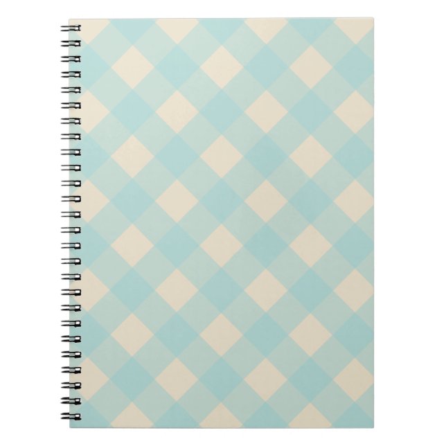 Caderno Espiral Notebook Aqua e Cream Gingham (Frente)