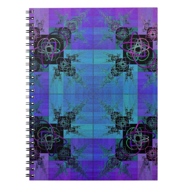 Caderno Espiral Notebook Aqua e Lilac Fractal Joy Spiral (Frente)