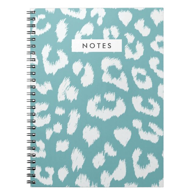 Caderno Espiral Notebook Aqua Teal Leopard (Frente)