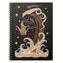 Caderno Espiral Notebook Aquarius Celestial Arte Zodiaca
