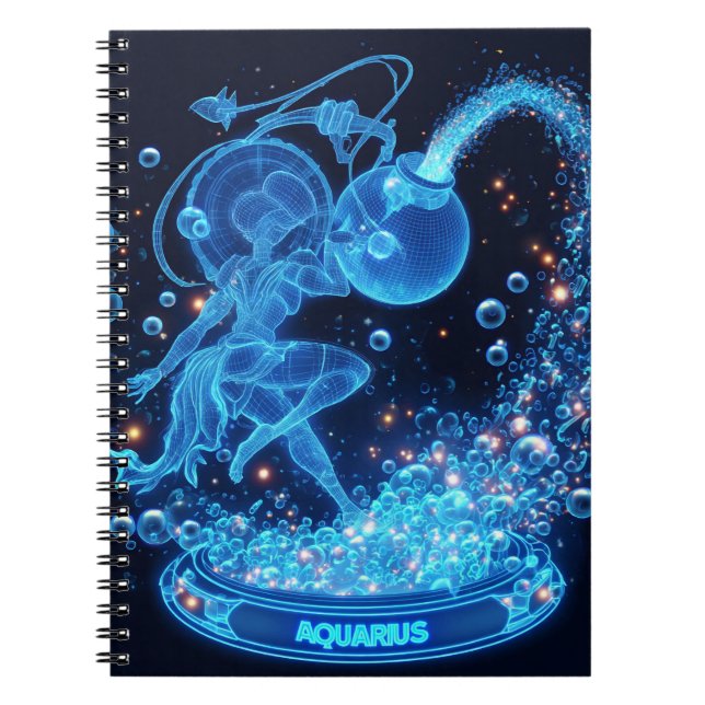 Caderno Espiral Notebook Aquarius Holográfico Zodiac (Frente)