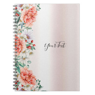 Caderno Espiral Notebook Aqucolor Peony Flower