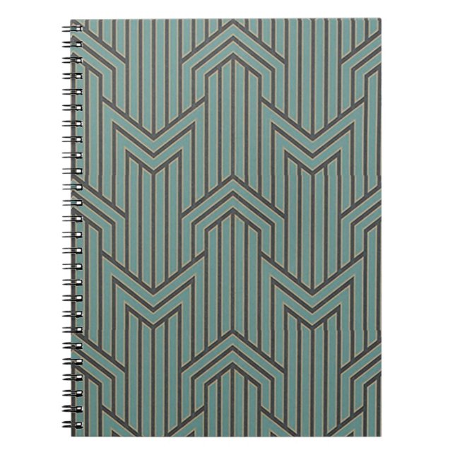 Caderno Espiral Notebook - Art Deco Black & Green (Frente)