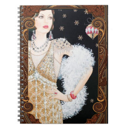 Caderno Espiral Notebook Art Deco Lady Christmas