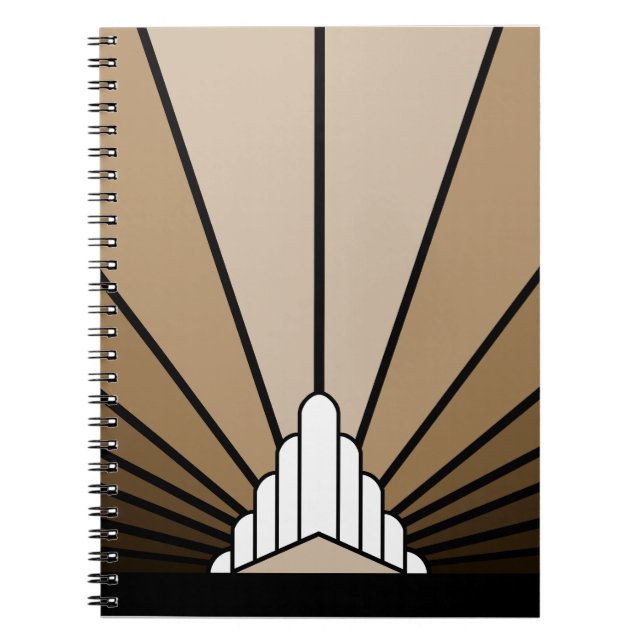 Caderno Espiral Notebook Art deco sun em tan Spiral (Frente)