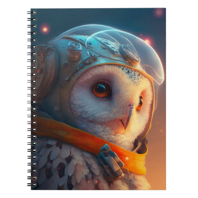 Caderno Espiral Notebook Astronauta de Coruja Adorável (Frente)