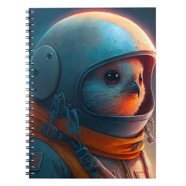 Caderno Espiral Notebook Astronauta para Aves Adorável (Frente)