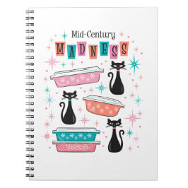 Caderno Espiral Notebook Atômico Madness do século médio Pyrex Cat