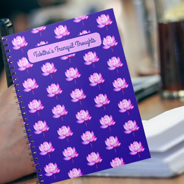 Caderno Espiral Notebook Azul Lotus Flowers (Criador carregado)