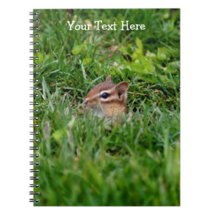 Caderno Espiral Notebook Baby Chipmunk Peeking Nature Art