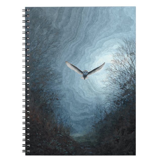 Caderno Espiral Notebook Barn Owl Moonlit Sky (Frente)