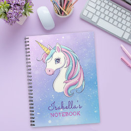 Caderno Espiral Notebook Básico Personalizado do Unicórnio Roxo do