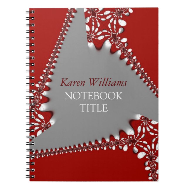 Caderno Espiral Notebook Batik Red Silver Abstrato Lace (Frente)
