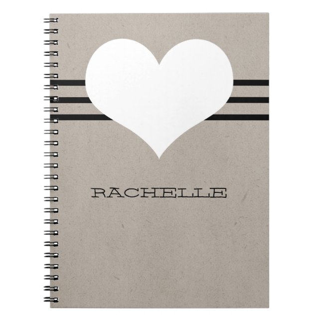 Caderno Espiral Notebook Beige Modern Heart (Frente)