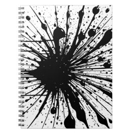 Caderno Espiral Notebook Black Ink Splatter
