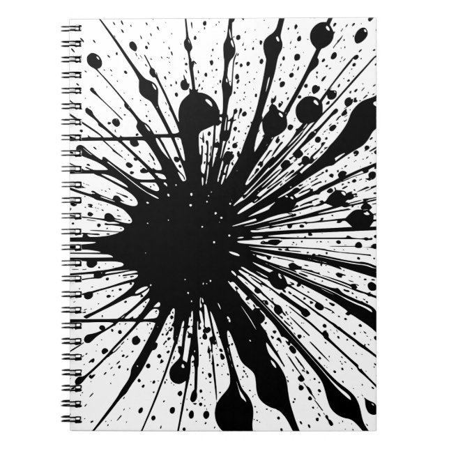 Caderno Espiral Notebook Black Ink Splatter (Frente)