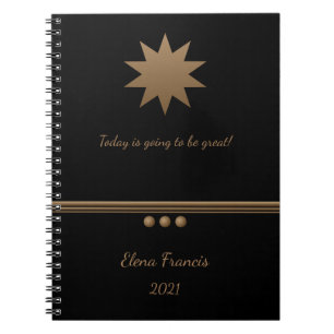 Caderno Espiral Notebook Black Professional Dourado com 3 esferas 