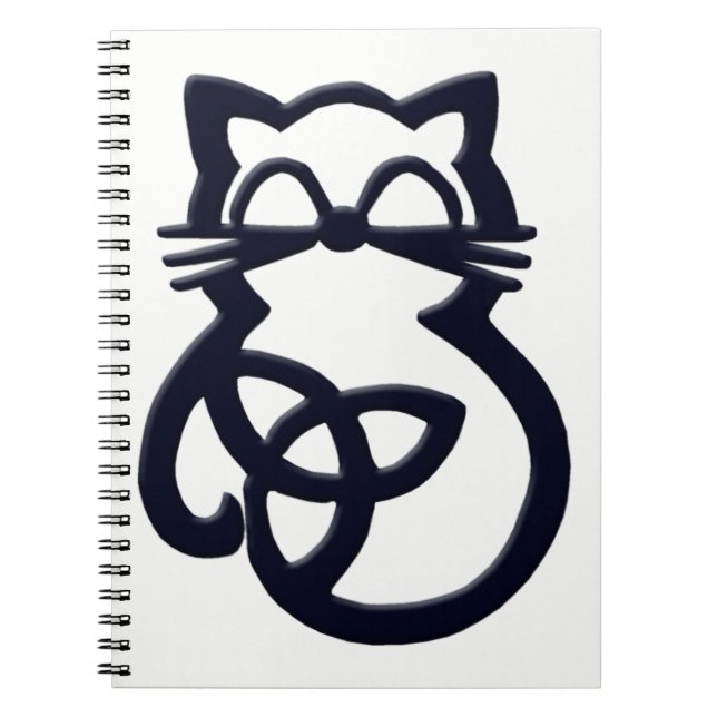 Caderno Espiral Notebook Black Trinity Knot Celtic Cat (Frente)