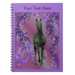 Caderno Espiral Notebook Black Unicorn Fantasy Horse