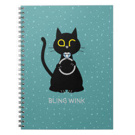 Caderno Espiral Notebook BLING PISCAR OS OLHOS Funny Cat Proposal